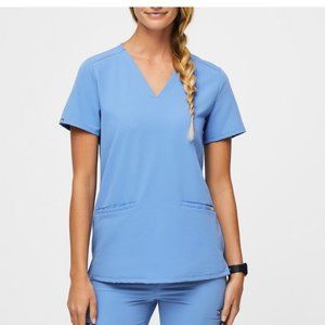 Figs Women's Casma Three-Pocket Scrub Top Ciel Blue Size Small